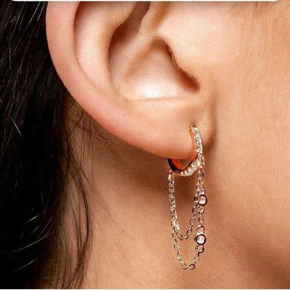 Waterfall Pave Dangle Hoop Earrings
