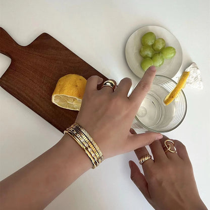 Thin Trendy Chic Gold Color Simple Shape Bracelet Bangle
