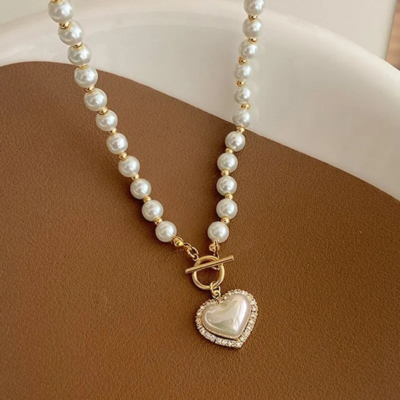 Five Different style of White Imitation Pearl Bead Necklace