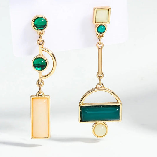 Irregular Enamel Geometric Drop Earrings