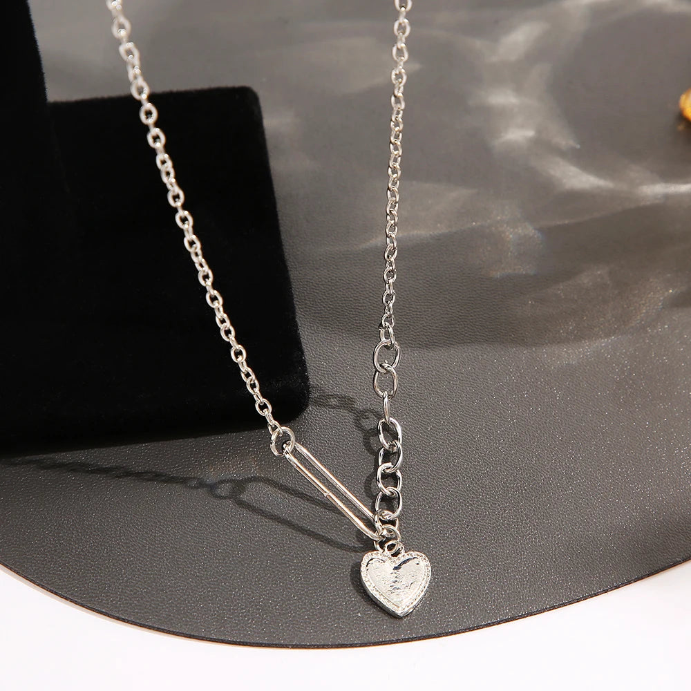 Heart Necklace Simple Silver-color