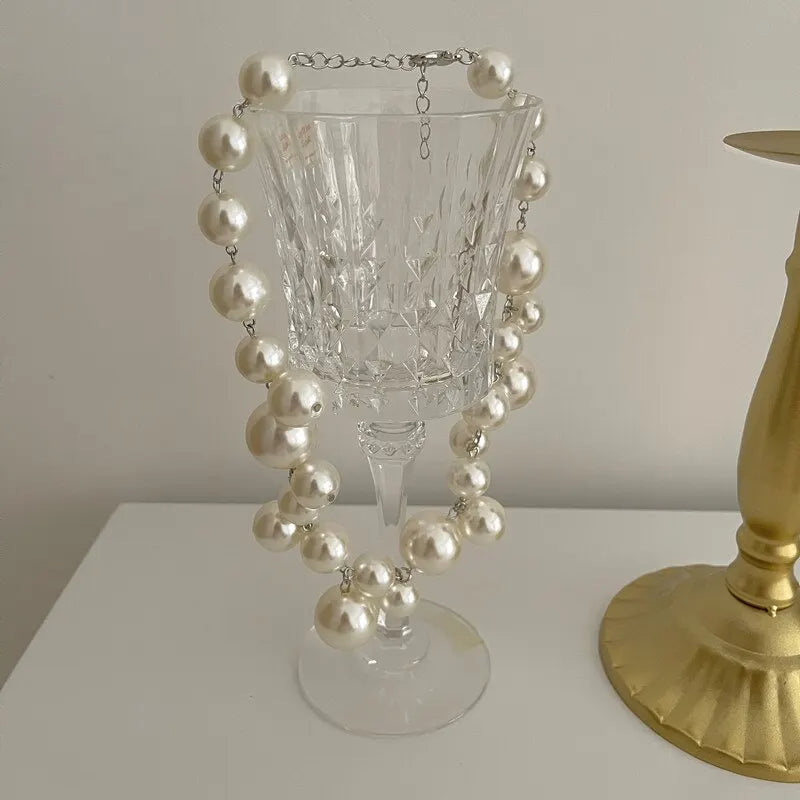 Five Different style of White Imitation Pearl Bead Necklace