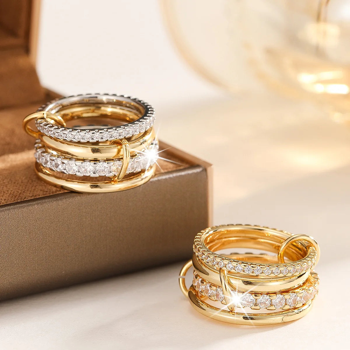 Symphony Stacks Two-Tone Ring - Four Layers