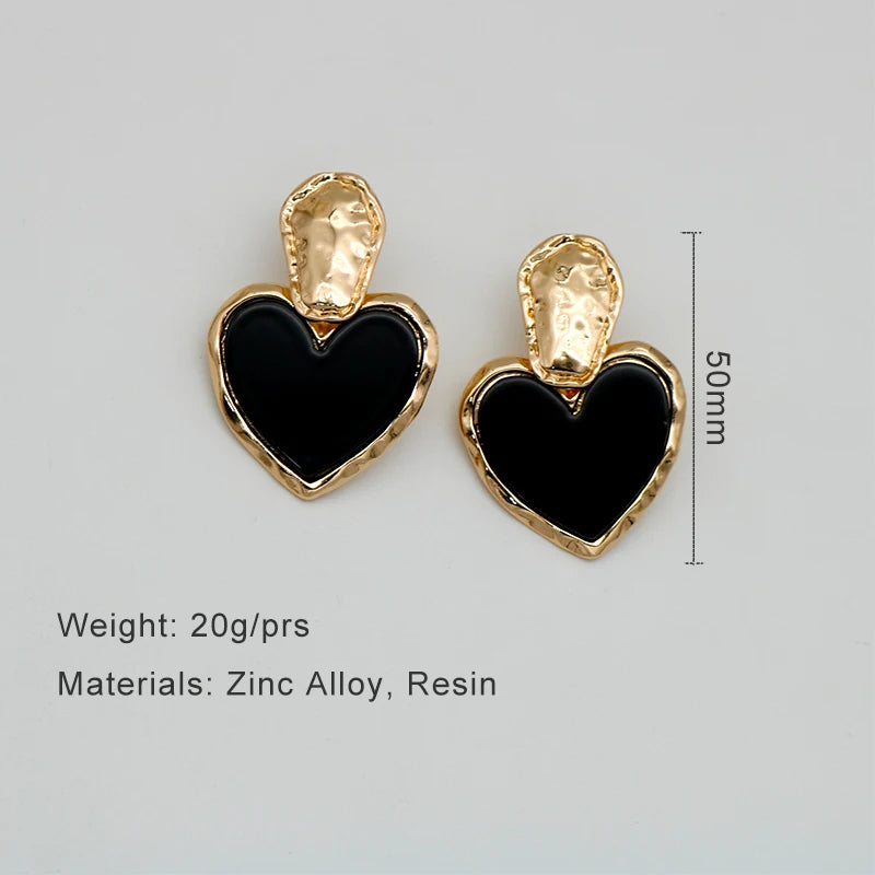 Black Beads Heart Earrings