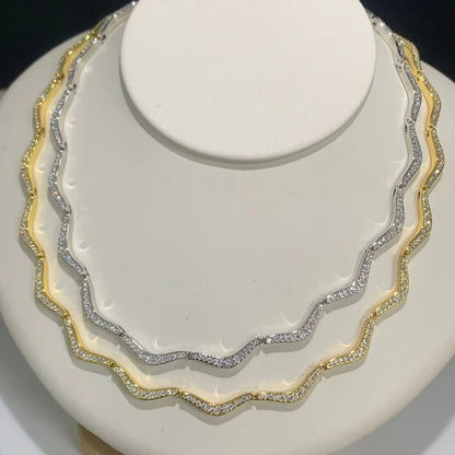 Wave Sparkle Choker Necklace
