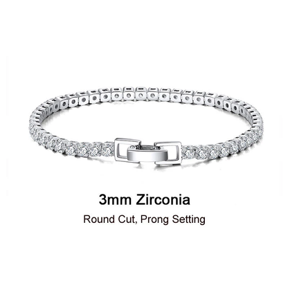Tennis Cubic 3.0 mm Zirconia Bracelet - Fold Over Clasp