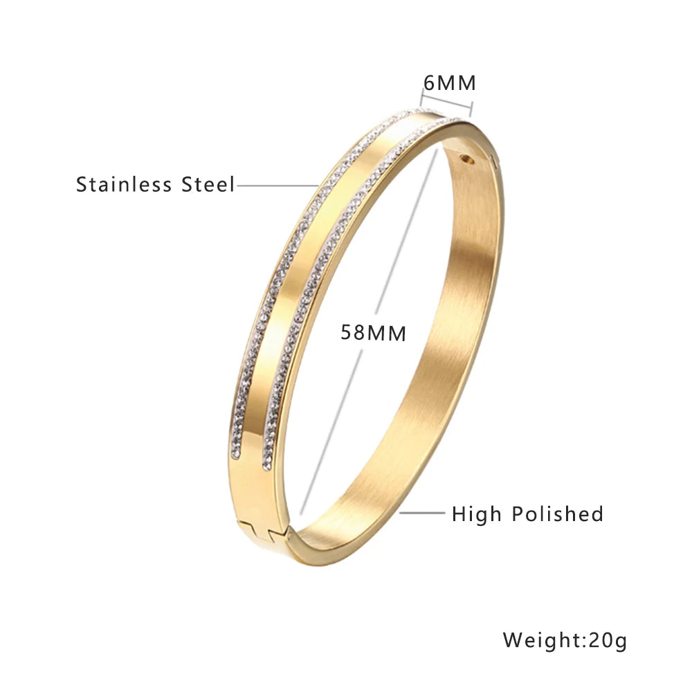 Shiny Zircon Double Row Diamond Bangle