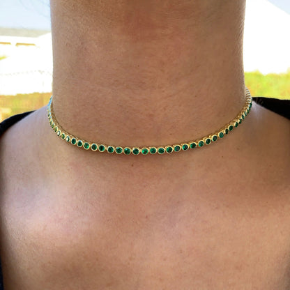 Tennis - Round Choker Various Shaped Bezel CZ Tennis Necklace