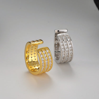 Super Flash Non Tarnish  Cubic Zircon Hoop Ear Cuff (One Piece)