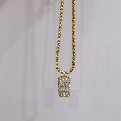 Brass Zircon Charm Necklace