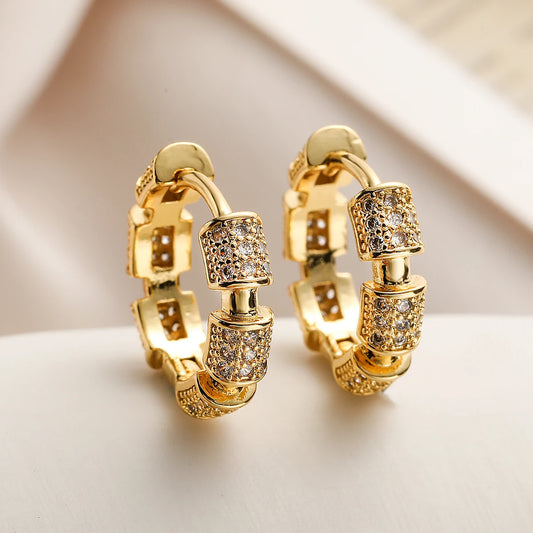 Trendy Gold Color Bamboo Joint Design Hoop Earrings
