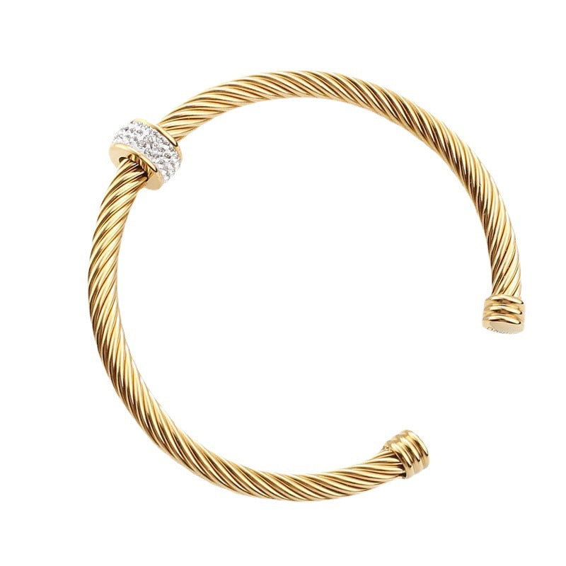 Elegant Gold Plated with Zircon Bracelet Bangle