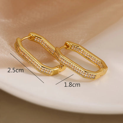 Geometric Oval Hoop Earrings