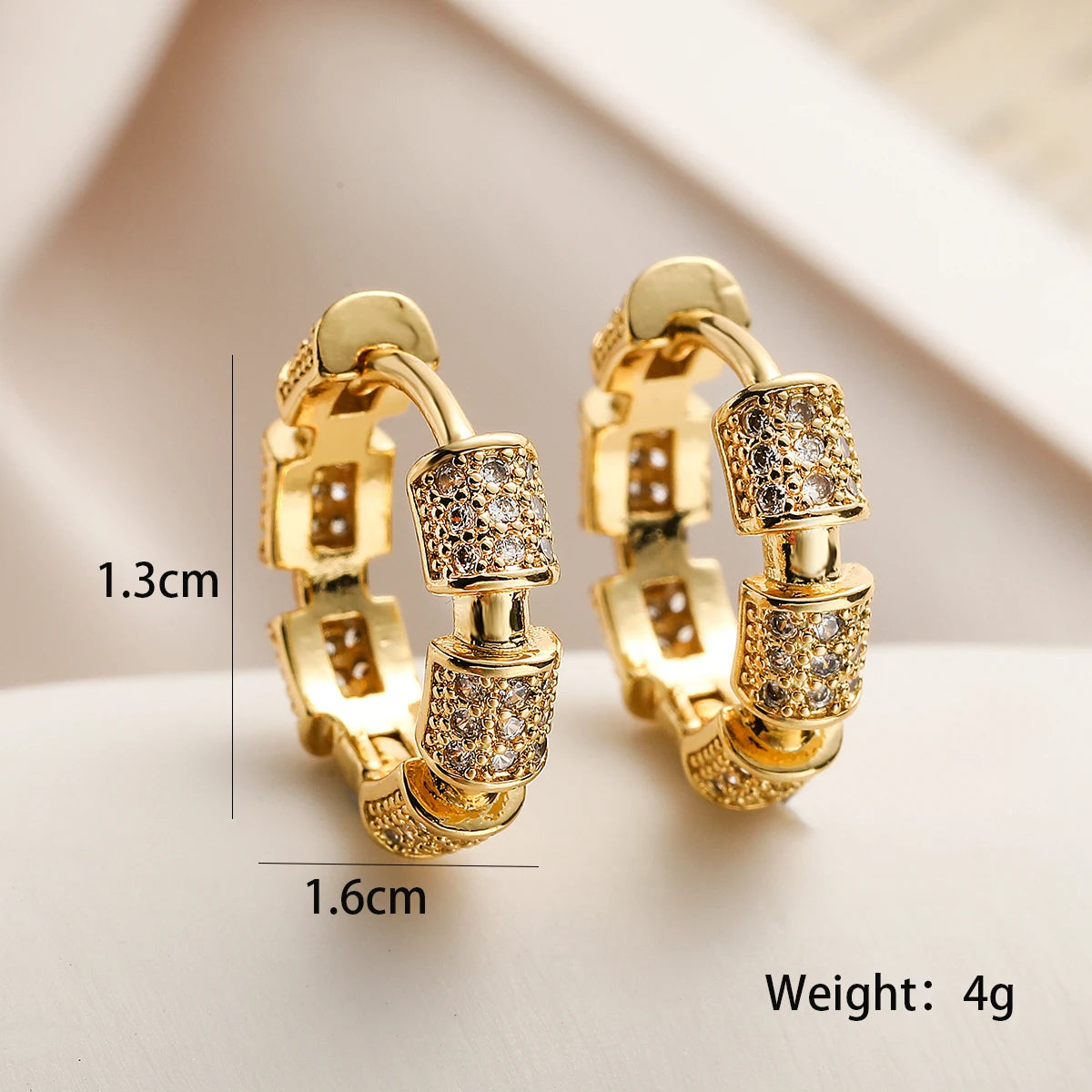 Trendy Gold Color Bamboo Joint Design Hoop Earrings