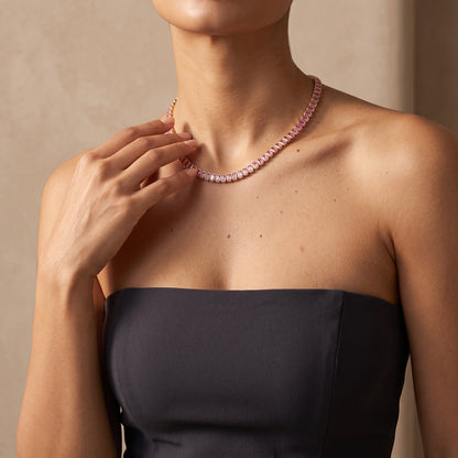Tennis - Rectangle Choker Various Shaped Bezel CZ Tennis Necklace