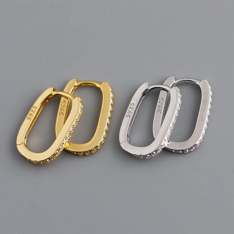 Tinny Zircon U Shape Geometric Hoop Earrings