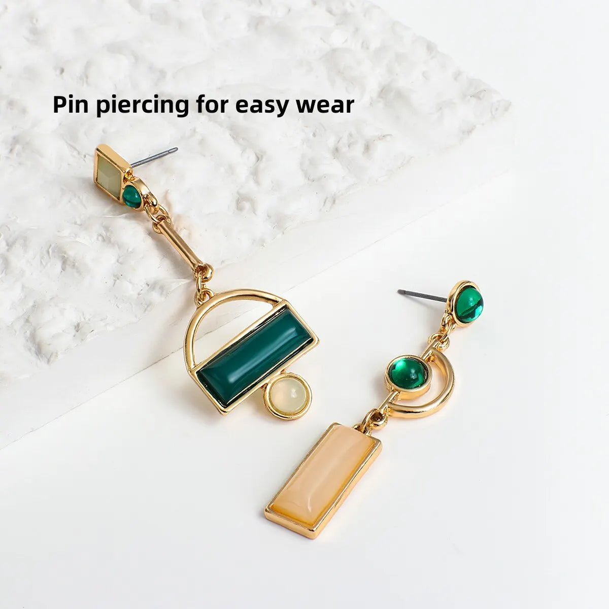 Irregular Enamel Geometric Drop Earrings