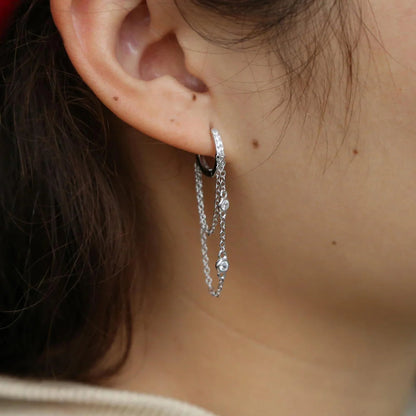 Waterfall Pave Dangle Hoop Earrings