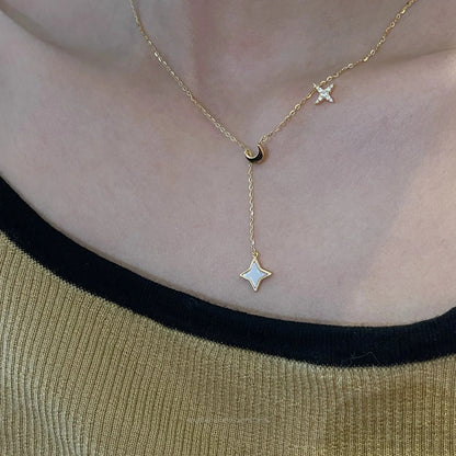 Lunar Shine Lariat Necklace