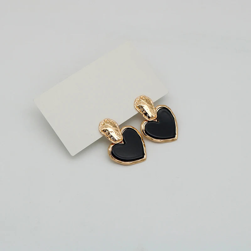 Black Beads Heart Earrings