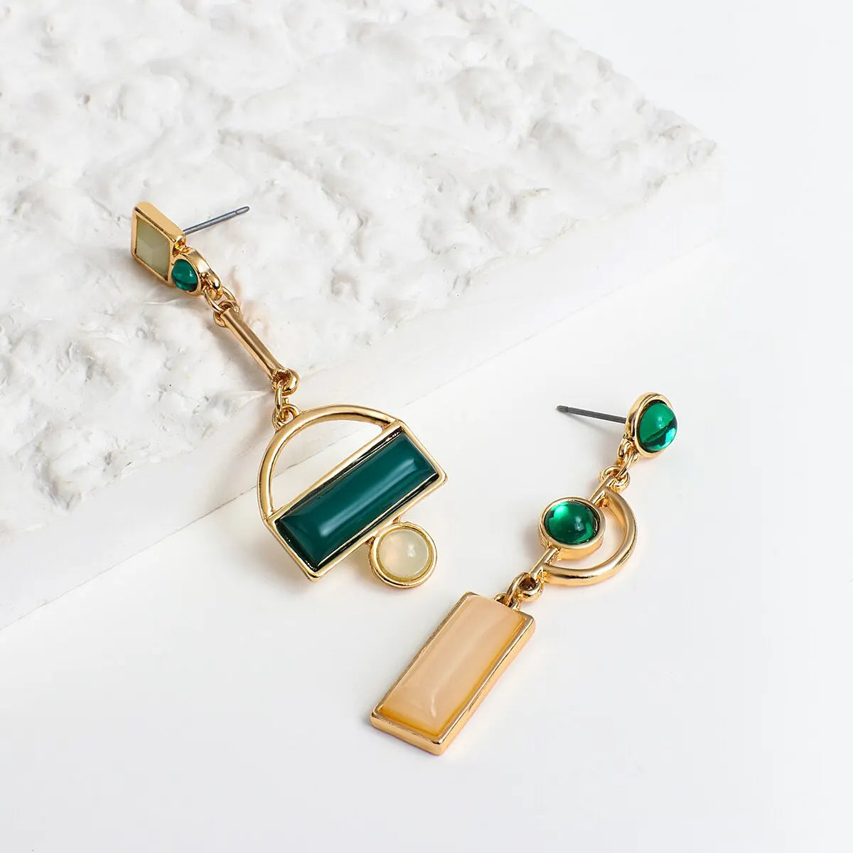 Irregular Enamel Geometric Drop Earrings