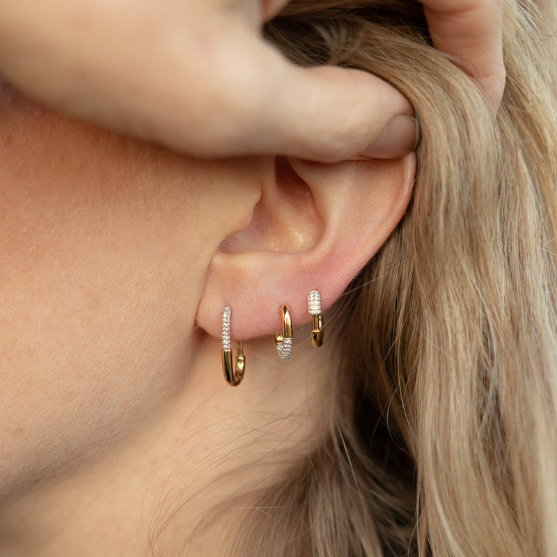 Linear Luxe Oval Zircon Hoop Earrings - Different Sizes