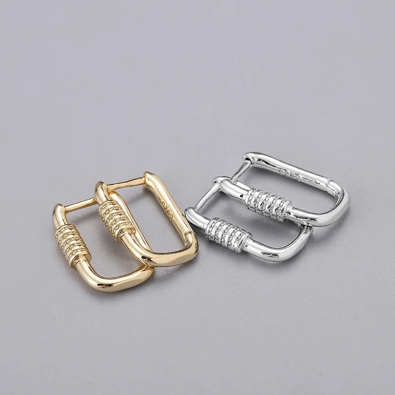 Geometric Oval Hoop Earrings