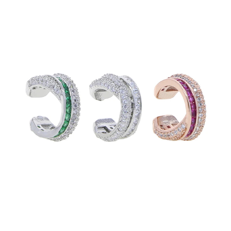 Cubic Zirconia Geometric Twisted Ear cuff (One Piece)