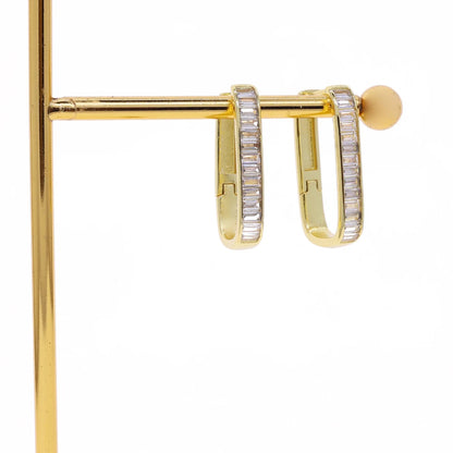 Dynasty Iced Rectangle Hoops Earrings