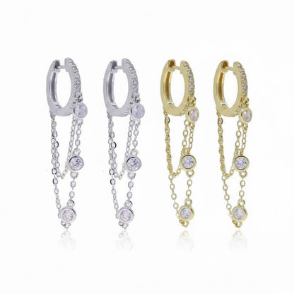 Waterfall Pave Dangle Hoop Earrings