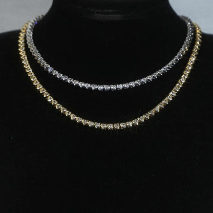 Tennis - Heart Choker Various Shaped Bezel CZ Tennis Necklace