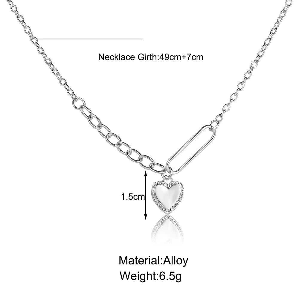 Heart Necklace Simple Silver-color