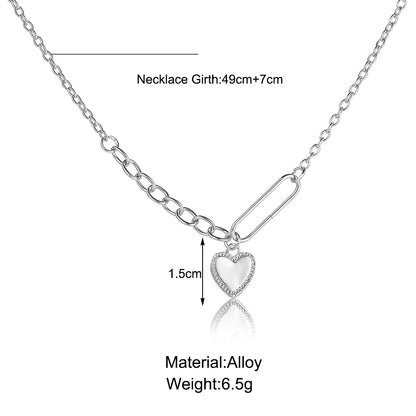 Heart Necklace Simple Silver-color