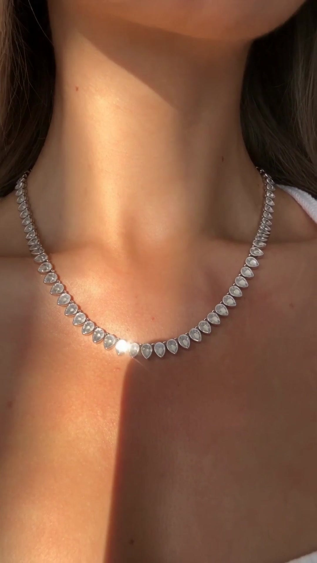 Tennis - Teardrop Various Shaped Bezel CZ Tennis Necklace