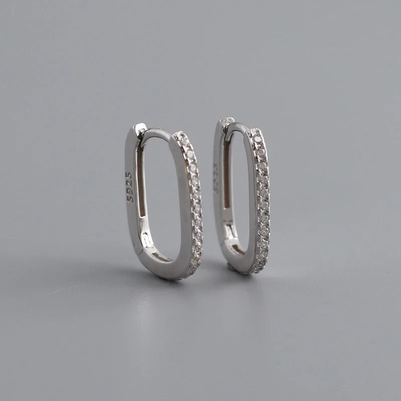 Tinny Zircon U Shape Geometric Hoop Earrings