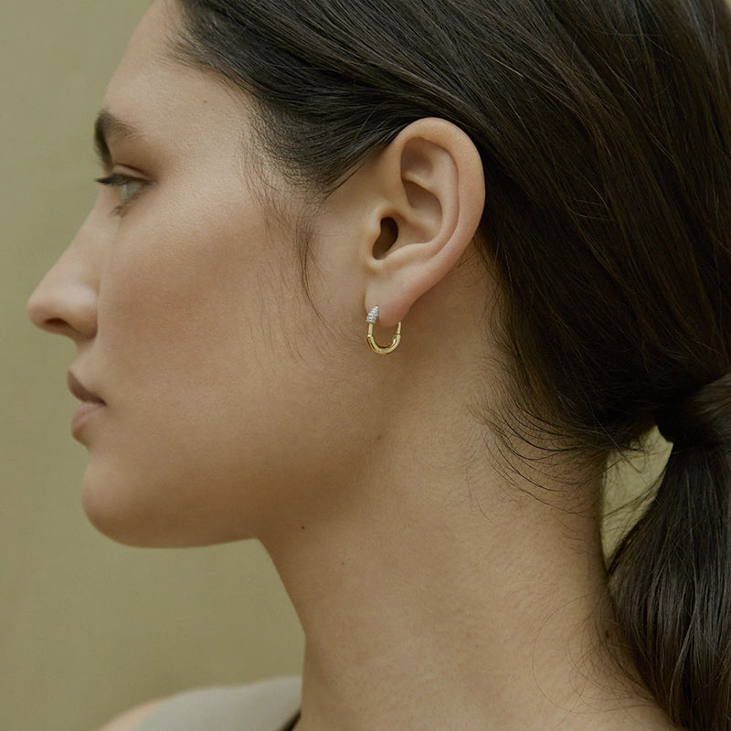 Linear Luxe Oval Zircon Hoop Earrings - Different Sizes