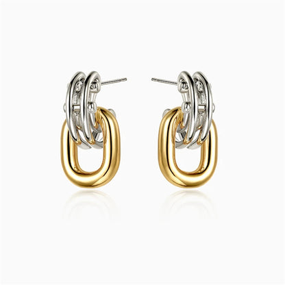 Two-color metal stitching Earrings