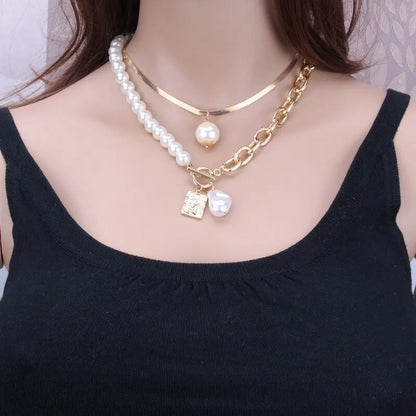 Tow PCS Pearl with Gold Necklace
