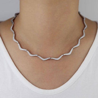 Wave Sparkle Choker Necklace