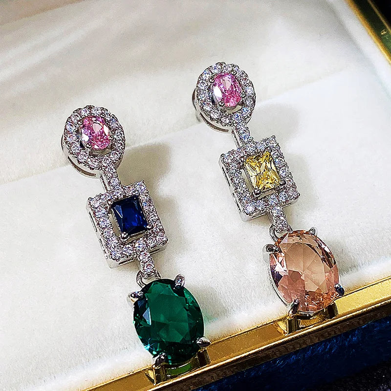 Luxury Colorful Earrings Bright Pink/Yellow/Blue/Green/White