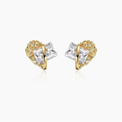 Geometric Zircon Earrings Irregular Metal Lava Rhinestone