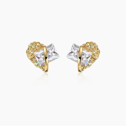 Geometric Zircon Earrings Irregular Metal Lava Rhinestone