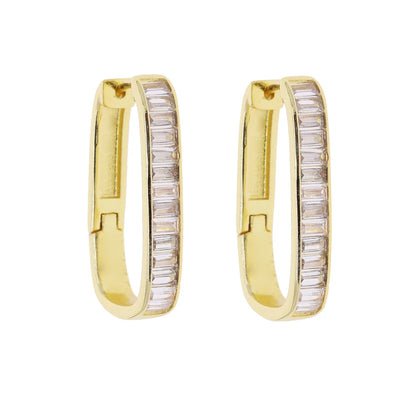 Dynasty Iced Rectangle Hoops Earrings