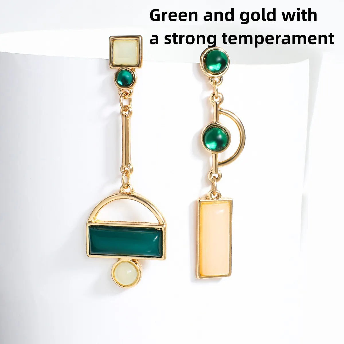 Irregular Enamel Geometric Drop Earrings