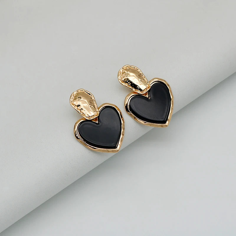 Black Beads Heart Earrings