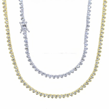 Tennis - Heart Choker Various Shaped Bezel CZ Tennis Necklace
