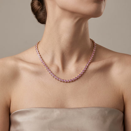 Tennis - Hexagon Shaped Bezel CZ Necklace