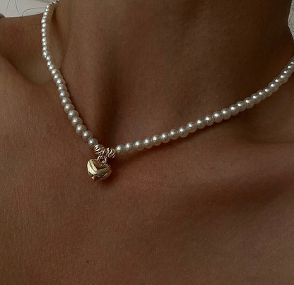 Pearl Heart Charm Necklace