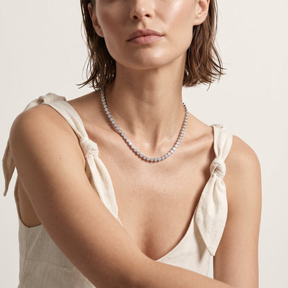 Tennis - Round Choker Various Shaped Bezel CZ Tennis Necklace