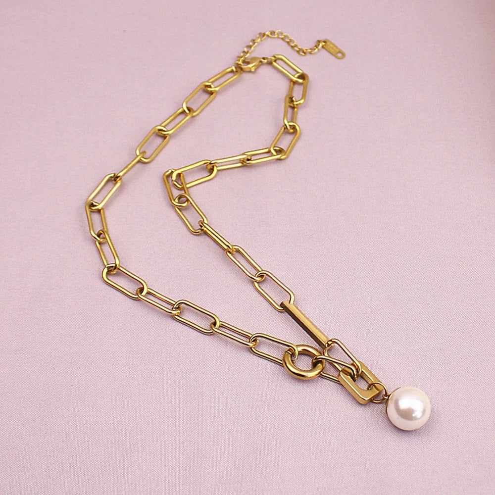 Freshwater Pearl Pendant Chain Necklace